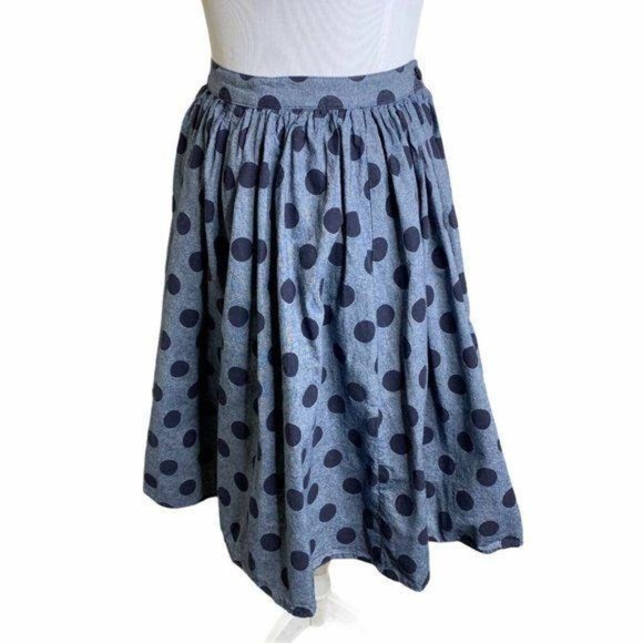 ModCloth Navy Blue Polka Dot  Knee Length Skirt - Picture 5 of 9